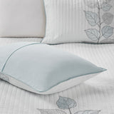 6 Piece Embroidered Quilt Set with Throw Pillows Blue Full/Queen B03597608