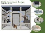 Gray Wooden Catio Outdoor Pet Enclosure with Waterproof Top, Spacious and Secure Cat House & Small W773P362350