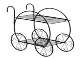 Paint With Handle Cart Shape 2 Layer Plant Stand Black 98903274