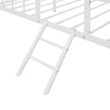 Metal House Bed Frame Twin Size with Slatted Support No Box Spring Needed White MF289091AAK