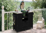 K&K 66.5" Outdoor Kitchen Island for Big Green Egg Grills, Solid Wood Outdoor Grill Cart for N707P250629B