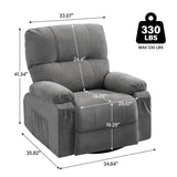 Recliner chair,360 degree rotating swing single sofa chair, equipped with soft cushion and backrest, W1521P265833