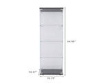 4 Shelves Glass Cabinet Glass Display Cabinet with One Door, Black 77240615