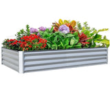 8x4x1 ft Galvanized Raised Garden Bed, Outdoor Planter Garden Boxes Large Metal Planter Box for W1859P197955