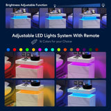 Nightstand LED Bedside Table Cabinet Lights Modern End Side with 2 Drawers for Bedroom W2371P173487