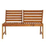 ZNTS Acacia Wood Outdoor Patio Bench with Adjustable Backrest, 2-Person Park Bench Garden Bench Front 04227809