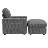 42" Oversized Chaise Lounge Indoor,Faux Rabbit Fur Sofa Bed with Storage Ottoman and N723P232726E