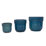 Handmade Glazed Ceramic Planter Set of 3, 15/12/9 Inch Diameter, Ribbed Pattern, for Monstera and W3273P321474