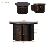 Round Coffee Table for Living Room in Dark Brown, Farmhouse Coffee Table a Drawer, Center Table N735P242922D