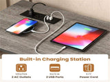 4 Piece Counter Height Bar Table Set with Charging Station & USB Ports, Gray Pub Table with 3 Stools 39030485