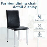 Four Black PU dining chairs,Silver Metal Legs.Simple and versatile, comfortable and accompanied. W1151P269018