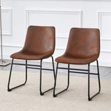A set of 4 Retro Brown Suede Chairs ,Comfortable Bar Stools, Suitable for Industrial and Vintage W3226P279060