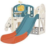 ZNTS Kids Slide Playset Structure, Castle Climbing Crawling Playhouse with Slide, Arch Tunnel, Ring Toss, 00123979