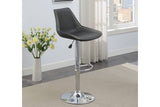 ZNTS Dining Kitchen Adjustable Bar stool Chair Ebony Color Wax Polyurethane Leather Chrome Base Modern B011P151354