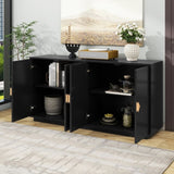 ZNTS TREXM Modern Functional Large Storage Space Sideboard with Wooden Triangular Handles and Adjustable WF318154AAB