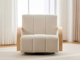 30.7"W Modern Upholstered 360&deg Swivel Accent Chair with Solid Wood Armrests and Comfy Channel W3118P339624
