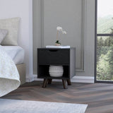 Carthage Nightstand with 1-Drawer, 1-Open Storage Shelf and Wooden Legs B128P148684