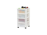 4-Drawer Narrow Plastic Storage Drawer Cart with Organizer Top, White 97508809