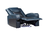 Alair Blue & Black Leather Aire Power Motion Recliner W/Bluetooth, Wireless Charger & Cupholder B2726P321025