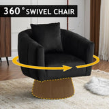 360&deg Swivel Accent Chair, Modern Velvet Fabric Living Room Armchair with Fluffy Cushions, Comfy 27780412