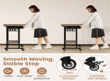 Gray Mobile Computer Desk with Keyboard Tray & Storage Shelf, 360&deg Lockable Casters for Home 68559774
