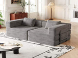 72.4 inch convertible sofa bed, corduroy fabric sofa with two side storage pockets and two cushions, W3505P355571