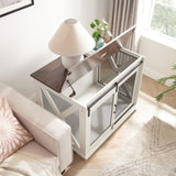 Farmhouse Dog Cage Crate Furniture Sliding Barn Door, Farmhouse Wooden Dog Kennel End Table W2275P164726