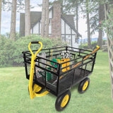 ZNTS Heavy Duty Steel Garden Cart Removable Mesh Sides to Convert into Flatbed, Utility Metal Wagon 33518030