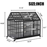 ZNTS 52" Heavy Duty Dog Crate Large Dog cage Strong Metal Dog Kennels and Crates for Large Dogs with 4 W206137933