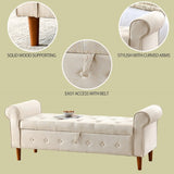 62" Bedroom Tufted Button Storage Bench, Modern Fabric Upholstered Ottoman, Window Bench, Rolled Arm W1853112515