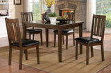 ZNTS Dark Brown Cherry Finish 5pc Dining Set Table with 4 Chairs Black Faux Leather Upholstery Wooden B011P170669