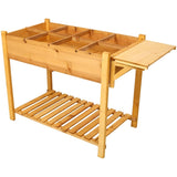 8 Pockets Horticulture Raised Garden Bed Elevated Wood Planter Box Stand with Foldable Side Table W465P189516