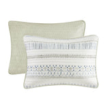 3 Piece Printed Microfiber Seersucker Quilt Set Taupe/Blue King/Cal King B03597655