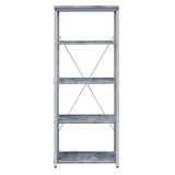 Grey and Silver 4-shelf Bookcase B062P186550
