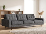 MidCentury Modern 3Seat Sofa Couch, Tufted Back Polyester Upholstered Sofa with Solid Wood Legs B2735P610775