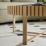Modern Handcraft Drum Coffee Table 31.5 inch Round Coffee Table for Living Room,Small Coffee Table W2582P167668