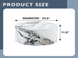 Simple White MarbleTexture Round MDF Coffee Table 23.6" Diameter 11.8" Height, Modern Minimalist W1151P385650