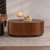 Set of 2 Fluted Oval Coffee Table - Solid Wood & MDF Nesting Coffee Table Set , W3158P323241
