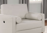 ZNTS Mid-Century Modern Off-White 1pc Chair Only Leatherette Upholstered Box Seat Cushion Seating Bolster B011P203541