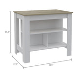 Brooklyn Antibacterial Surface Kitchen Island, Three Concealed Shelves B128P148887