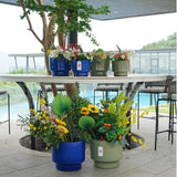 Handmade Solid Blue Glazed Ceramic Planter Set of 3, 15/12/9 Inch Diameter, for Succulents & Flowers W3273P321546