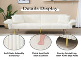 79 inch corduroy sofa bed, foldable double sofa bed with folding armrests, suitable for living rooms W2290P250580
