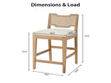 28" Farmhouse Barstools Set of 2,Upholstered Armless Iron Counter Stools with Natural Rattan N762P411404D