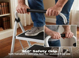 Step ladder, 2-Step Ladder Stool, 800lbs Capacity, Anti-Slip Treads & Handles, Foldable , Grey/Black 96342554