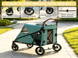 66 LBS Capacity Teal Pet Stroller for Large Dogs, All-Terrain Spring Suspension, 8-Position 98485248