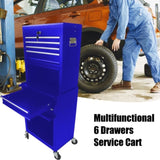Tool Cabinet on Wheels, 6-Drawer Lockable Rolling Tool Chest w/ 4 Universal Wheels, 2 in 1 W110282273