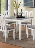 Modern White Solid wood 5pc Dining Set Table 4x Chairs Gray Fabric Cushions Seats Chairs Dining Room B011P230001