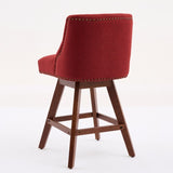 Counter Height Swivel Barstools, 26'' H Seat Height Upholstered Bar Stools Set of 2, Fabric in Wine W1143P237898