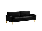 65-inch minimalist velvet sofa with metallic-coloured legs, complete with cushions, suitable for the W2795P321679