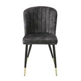 Modern Design Home Furniture Chairs Set of 2, Charcoal-hued Velvet Upholstery Channel Tufting Black B011P199726